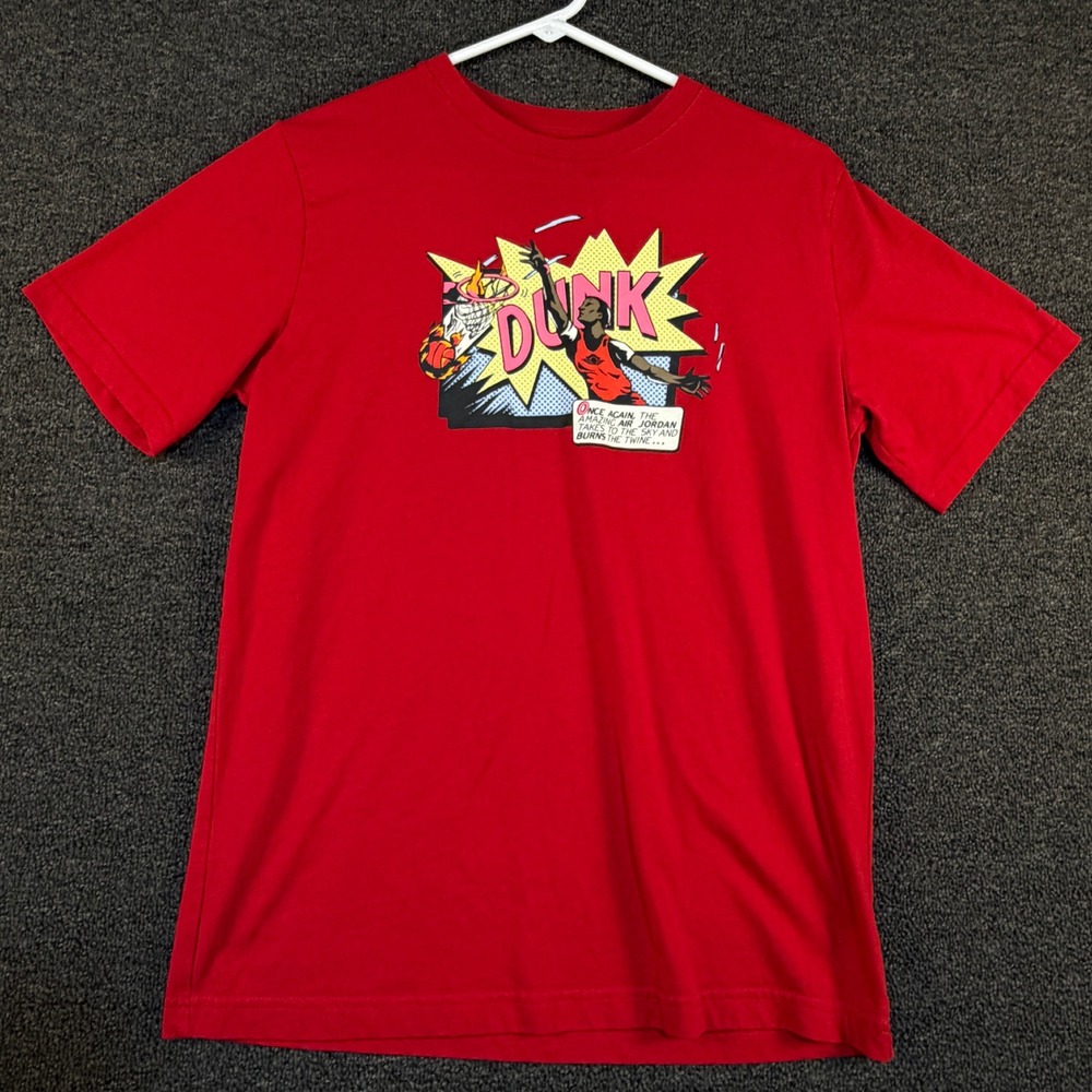Jordan Boys XL Red Graphic T-Shirt Comic Book Dunk Air Jordan D256-R78